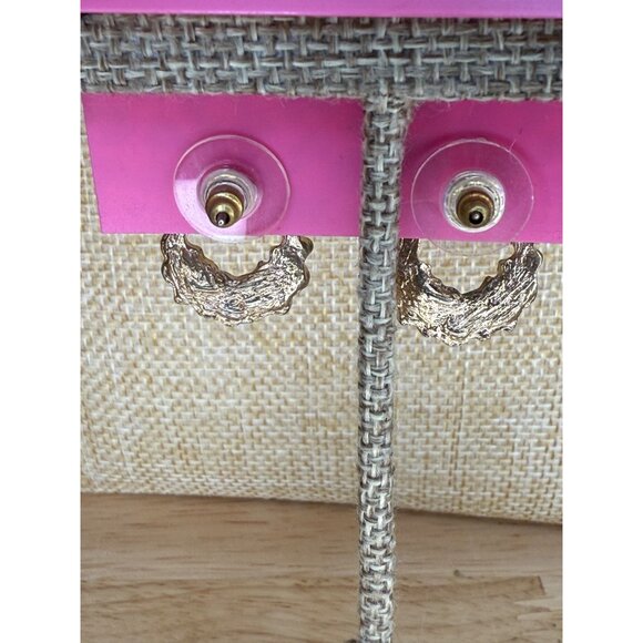 Betsey Johnson Wreath Earrings With Multicolor Crystals & Gold Bow Design Pierce - Picture 3 of 7